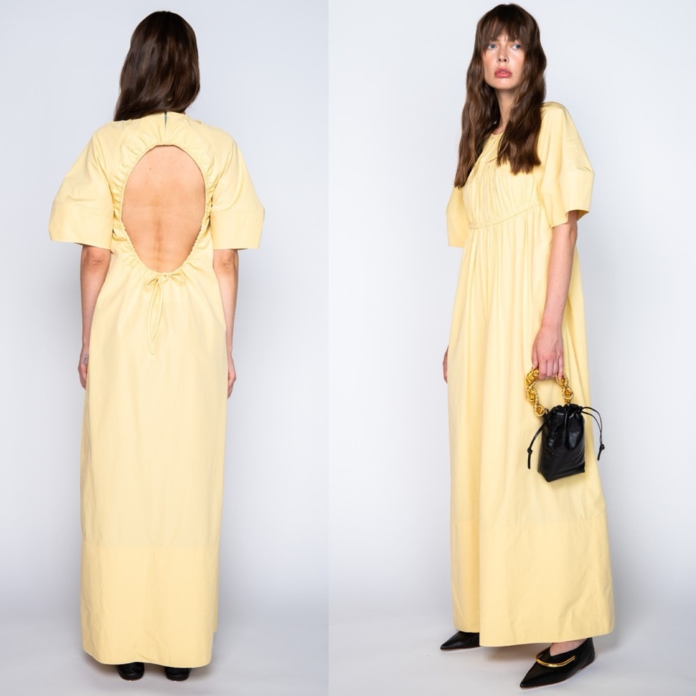Jil Sander Pale Yellow Open-Back Maxi Dress